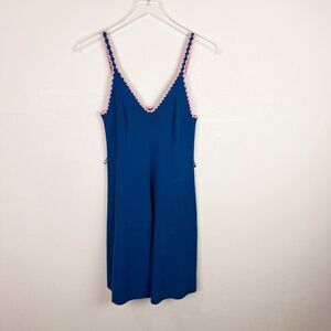 Boden Blue Knit Mini Sun Dress Spaghetti Strap New Size 6